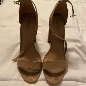 Tan ankle strap heels
